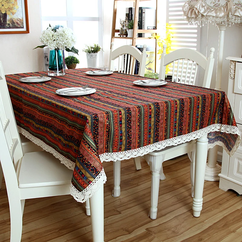 Скатерть из льна и хлопка блестящая в полоску|table cloth|linen cotton tableclothcotton tablecloths |
