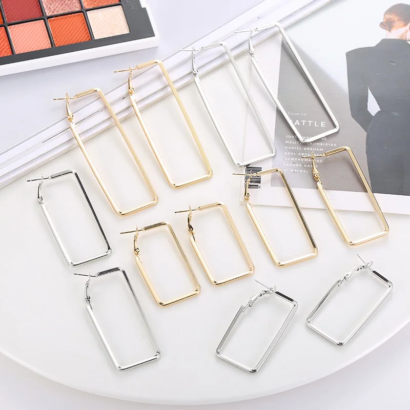2018 Модные женские металлические квадратные геометрические серьги для женщин