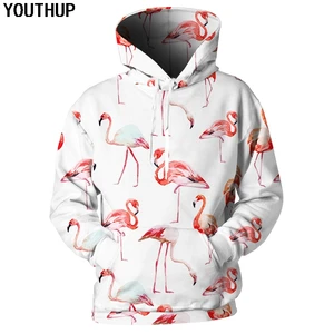 YOUTHUP 2020 женские толстовки в стиле Харадзюку, мужские толстовки с капюшоном 3d, Модные свитшоты с принтом фламинго, пуловер 3d, спортивные костюмы унисекс