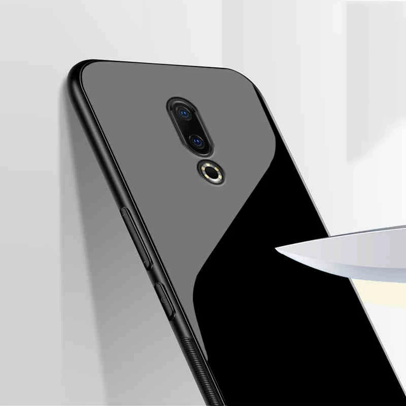 Global Cover For Meizu 16th/16th Plus Glass Case Luxury silicone Soft Frame+Glass Black Cases Accessory On 16 th Fundas | Мобильные