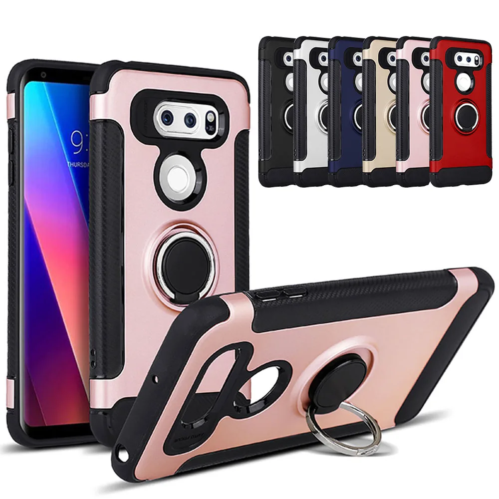 Armor Case For LG V30 V30+ With Ring Stand Car Holder Magnetic Suction Bracket Dual Layer Cover V30/V30 Plus/V30s ThinQ |