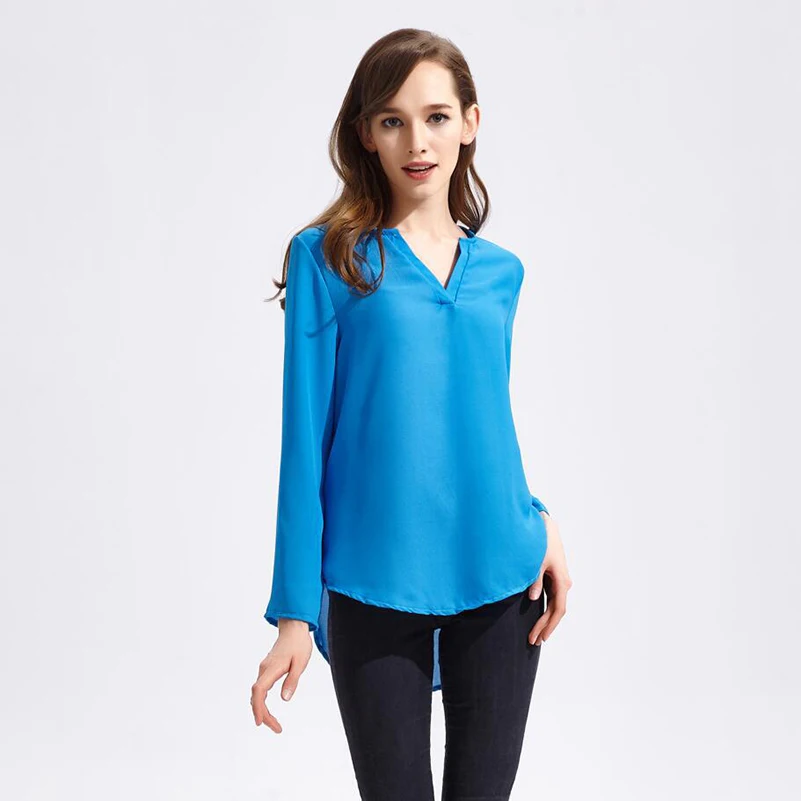 2018 для женщин рубашка шифон Blusas Femininas Топы корректирующие с длинным рукавом