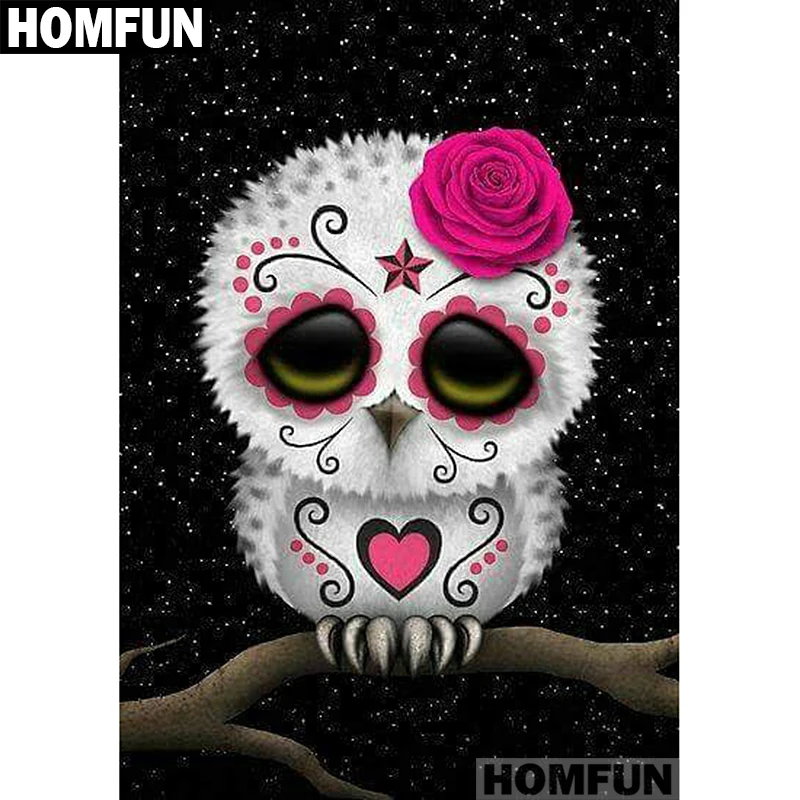 Алмазная 5D картина HOMFUN A01462 череп сова вышивка крестиком полноразмерная/круглая