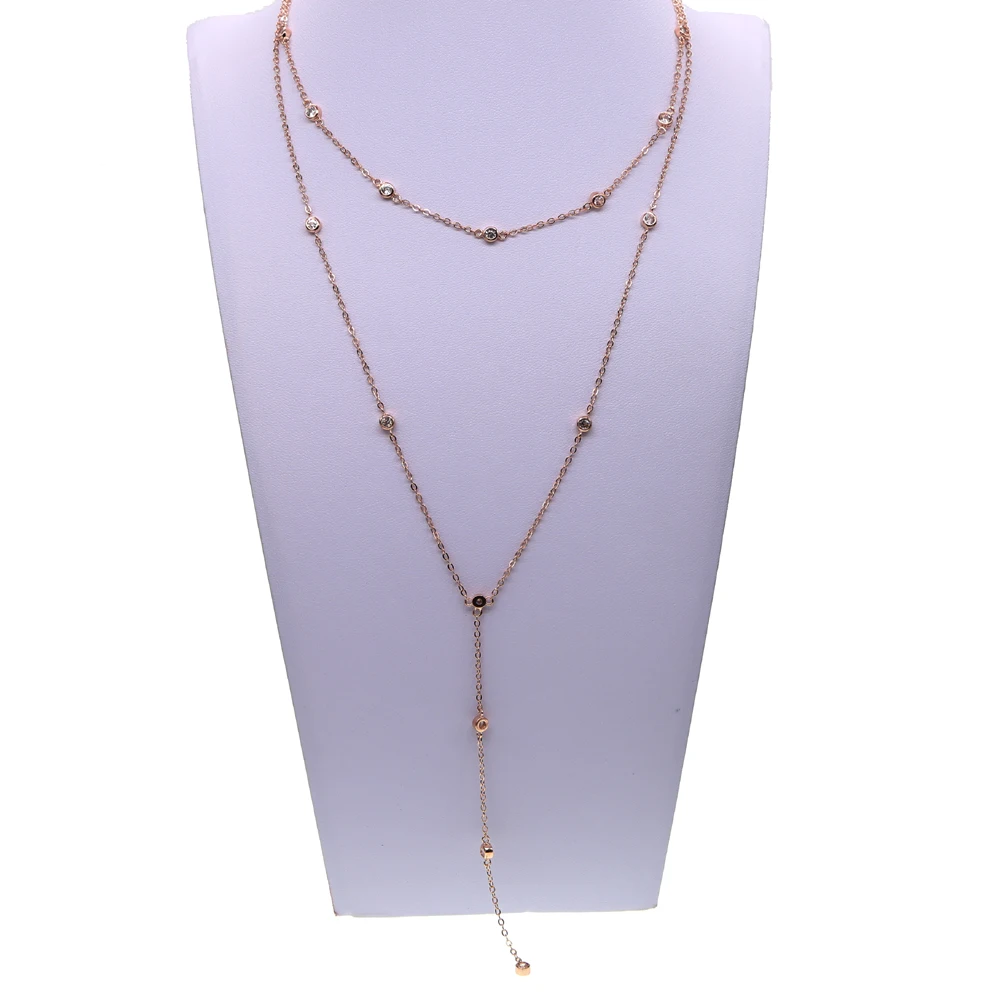 Женское Двухслойное ожерелье чокер с цепочкой из фианита 3 мм|chain necklace|designer