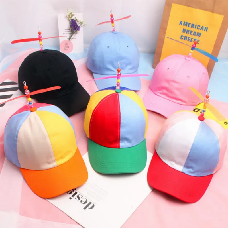 2018 Adult Helicopter Propeller Sport Running Caps Colorful Patchwork Cap Bamboo Dragonfly Children Boys Girls Snapback Dad Hat |