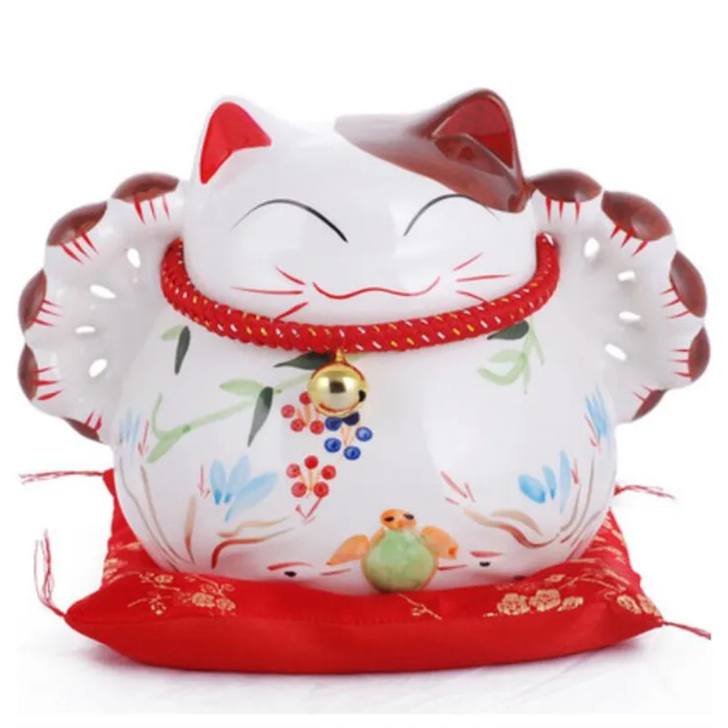 10 дюймов Lucky Cat Копилка Фортуна кошка фэн-шуй ремесло Maneki Neko керамическая копилка для кошек украшения дома аксессуары R1956