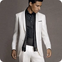 white classic mens wedding suits custom made groom tuxedo shawl lapel slim fit man blazer 2piece costume homme groomsmen suit