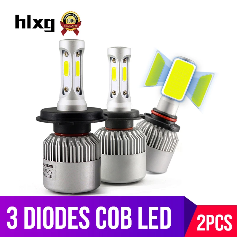 Hlxg 2 шт. Авто 36 Вт 12000LM H7 LED H4 H11 H8 автомобиля Фары для авто 6500 К 3 х сторон автомобилей