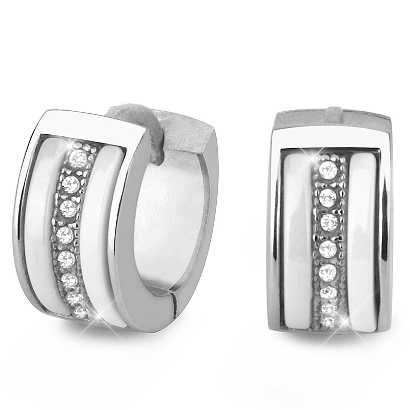 Керамическое кольцо для пирсинга черные/белые круглые серьги с натуральным