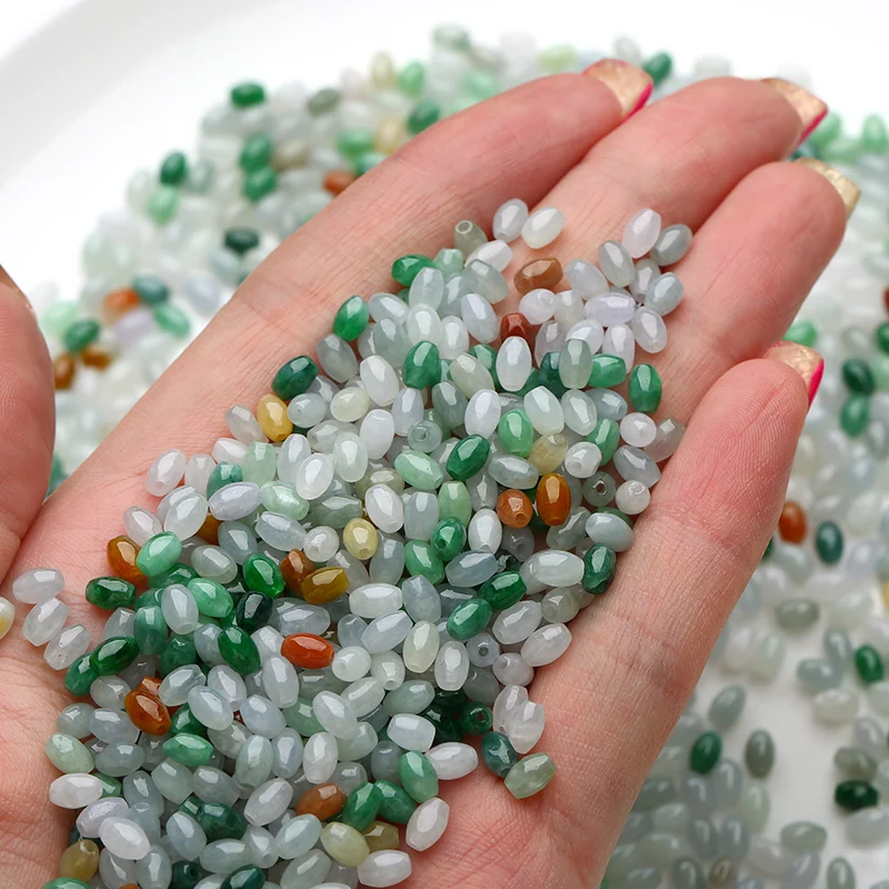 50 pcs Burma three small beads wholesale natural a cargo jade ice waxy ock scattered DIY jewelry with sub | Украшения и