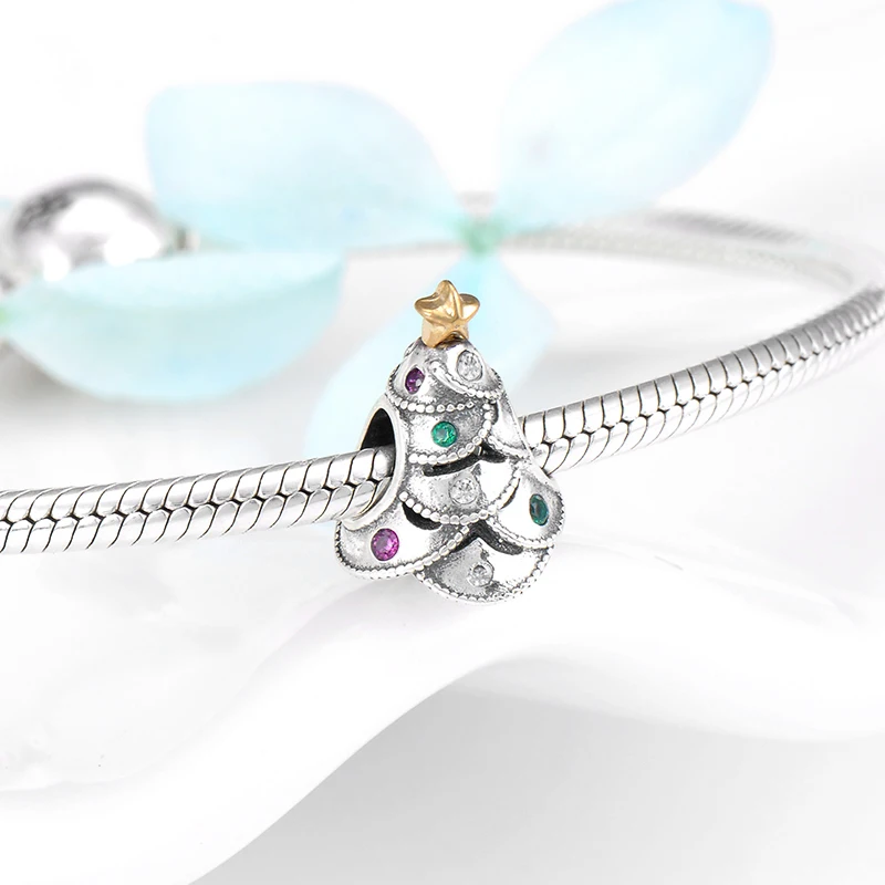 Подвески для рождественской ёлки из стерлингового серебра 925 пробы с золотыми