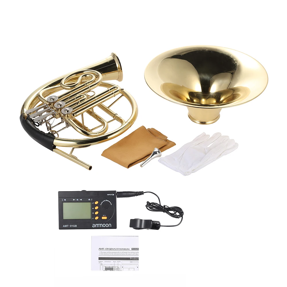 Ammoon French Horn B/Bb плоский 3 ключа с ammoon AMT-01GB в 1 Metro-тюнер | Спорт и развлечения
