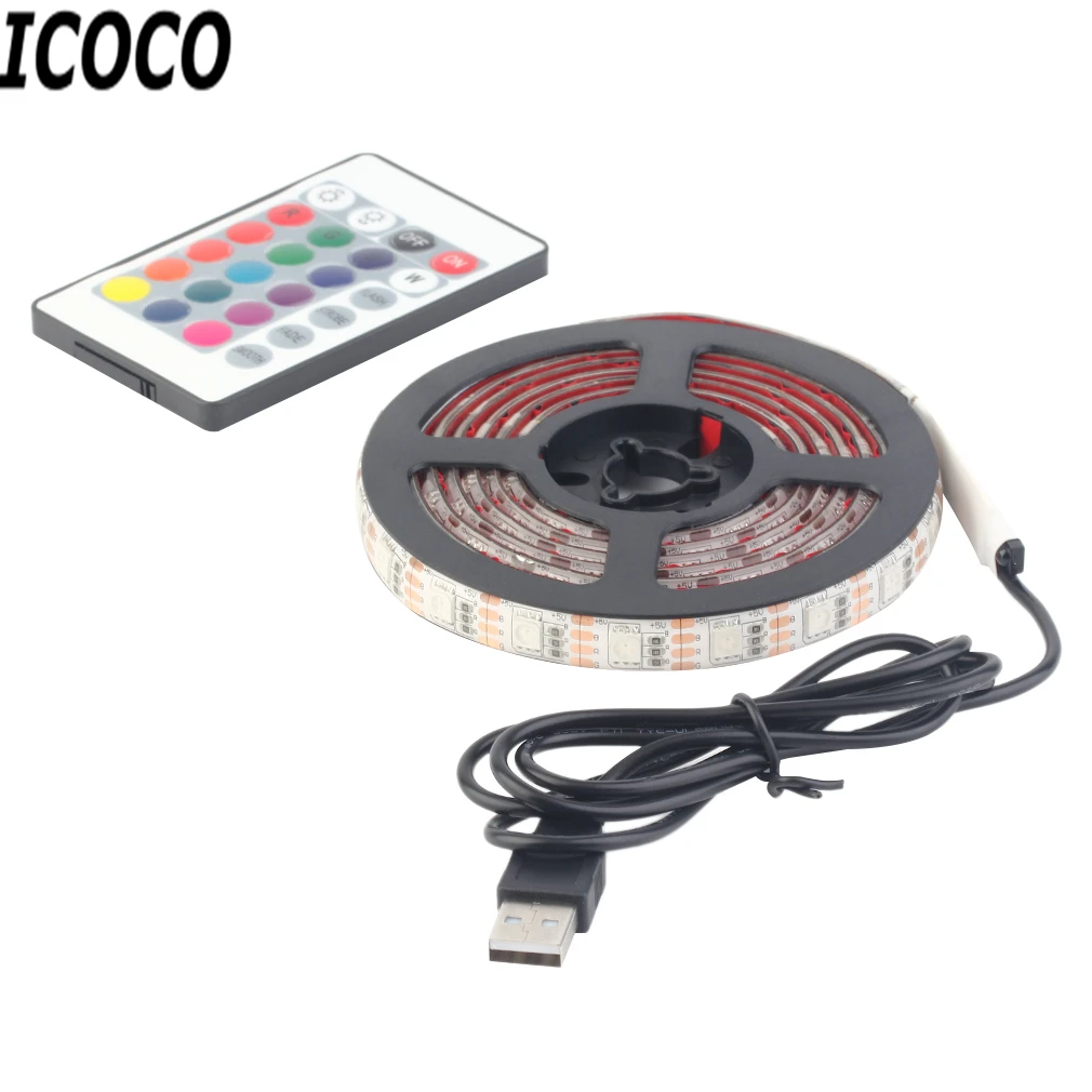 Светодиодная лента ICOCO 1 шт. 12 RGB 5050 SMD черная/белая водонепроницаемая 5 В с пультом