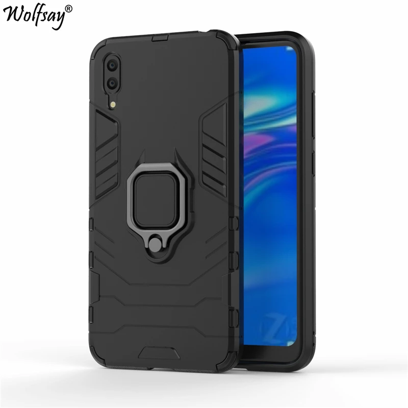 

Чехол Wolfsay для Huawei Y7 Pro 2019, Y7 Pro 2019 автомобильный держатель бронированный Чехол Жесткий ПК и мягкий силиконовый чехол для Huawei Y7 Pro 2019 6,26"