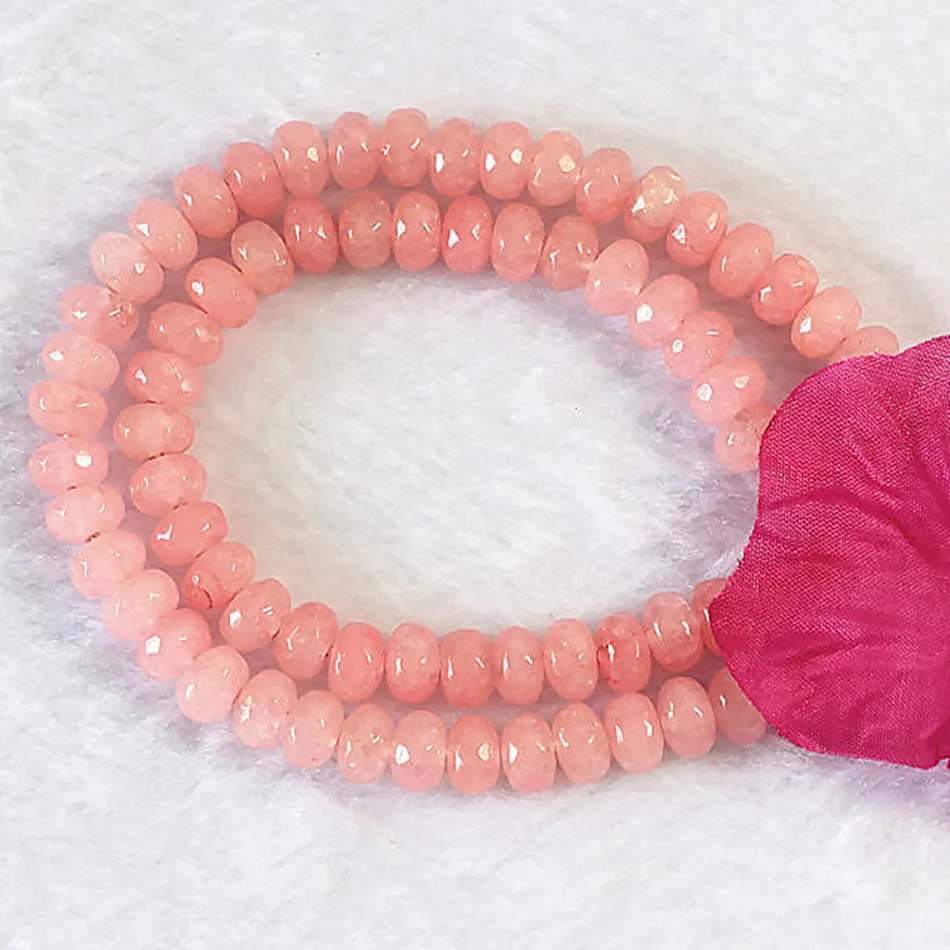 

Lovely Pink crystal stone 2*4mm 5*8mm charms jades chalcedony abacus faceted loose beads newly women fashion gift Jewelry B152