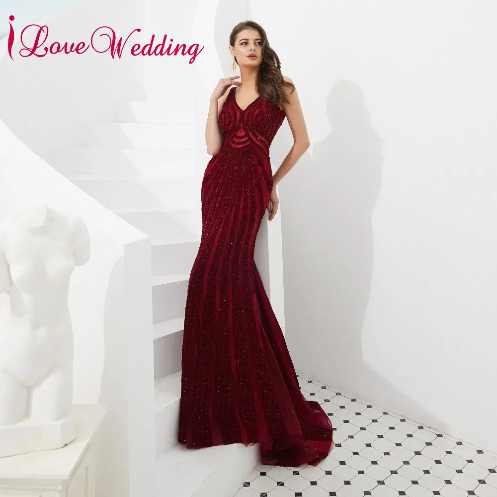 Очаровательные свадебные длинные элегантные платья ilovebridal с V образным вырезом и