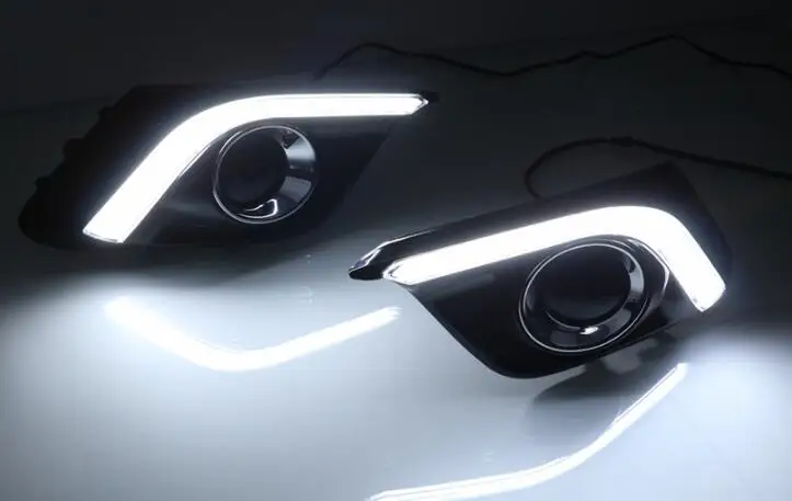 Автомобильный Стайлинг противотуманных фар для Mazda 3 Axela 12 В светодиодный DRL Дневной ходовой светильник дальнего света с затемнением и поворотным сигналом стиль реле