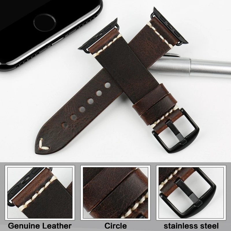 Top Leather Strap For Apple Watch Band 45mm 41mm 44mm 40mm 42mm 38mm Series 7 6 SE 5 4 3 iWatch Bracelet Watchband
