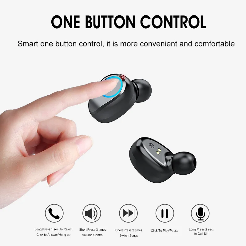 H&A TWS 5.0 Bluetooth 6D Стерео наушники беспроводные наушники с LED-дисплеем водонепроницаемый пауэрбанк 1200mAh держатель для телефона.