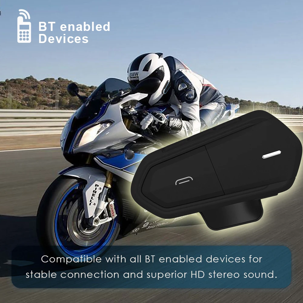 Bluetooth-интерком для мотоциклетного шлема Qtb35 водонепроницаемые наушники FM-радио