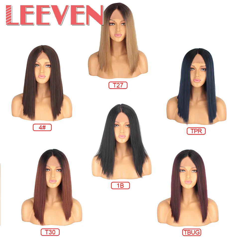 Leeven 14 дюймов синтетический парик на кружеве короткий боб парик pelucas de mujer классические шелковистые прямые волосы черный блонд парик женский парик
