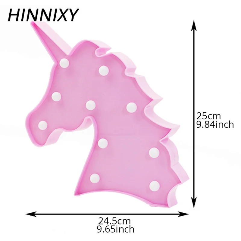 Hinnixy LED красочный знак Marquee ночник Единорог белый розовый украшение для детской