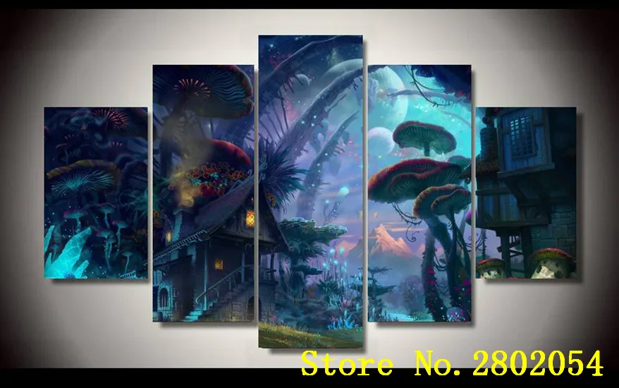 AtFipan Home Decor Canvas Painting Large HD Tiny World Fantasy Art Poster Modular Pictures Modern Wall For Living Room | Дом и сад