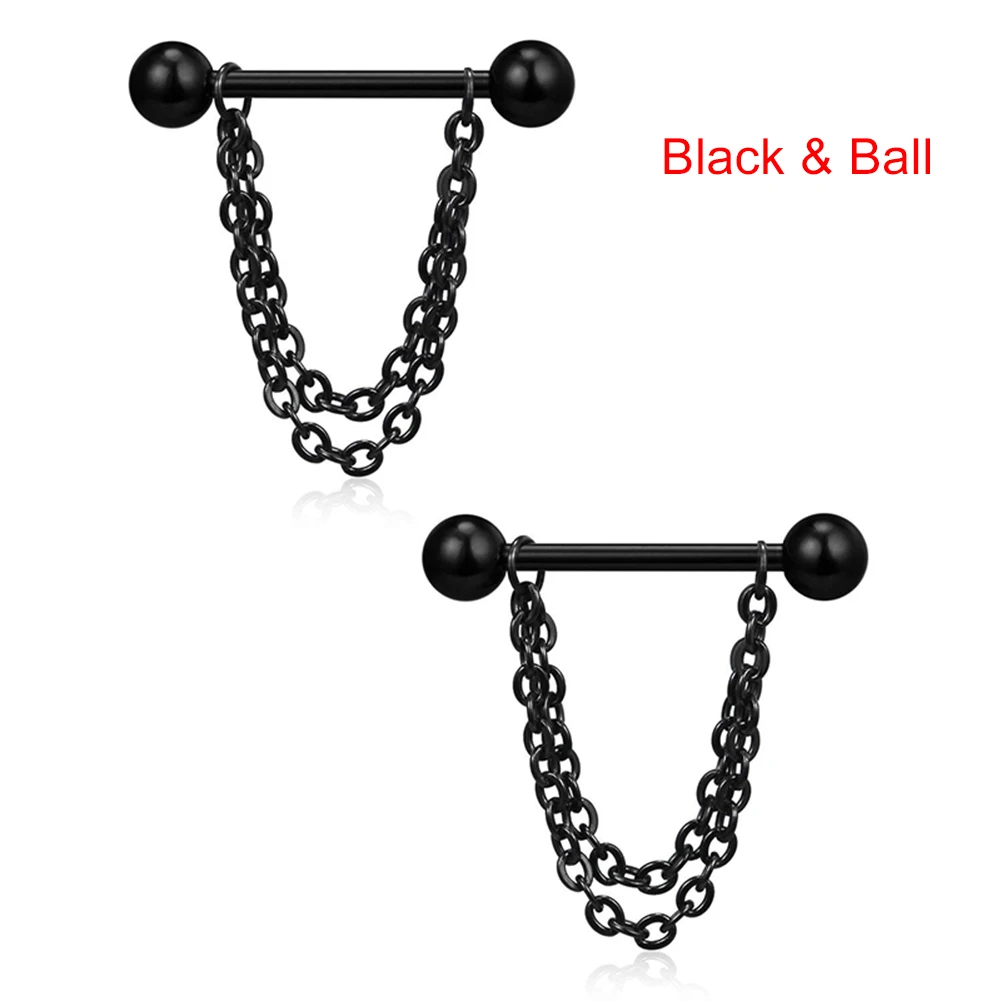 Новый 1 пара пирсинг груди кольца ногтей штанга гантельного типа Сталь цепь кулон