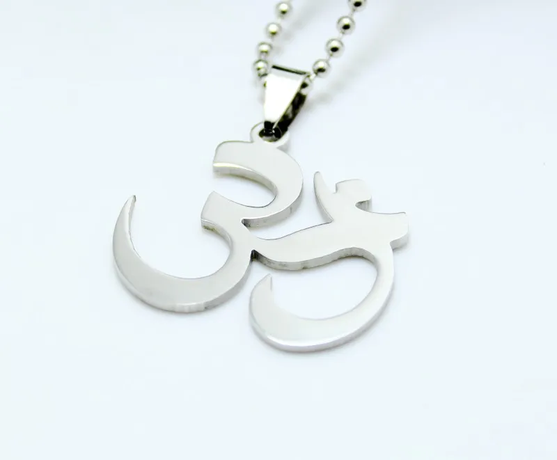 Посеребренный тон из нержавеющей стали индуизм йога AUM подвеска Ом ожерелье с