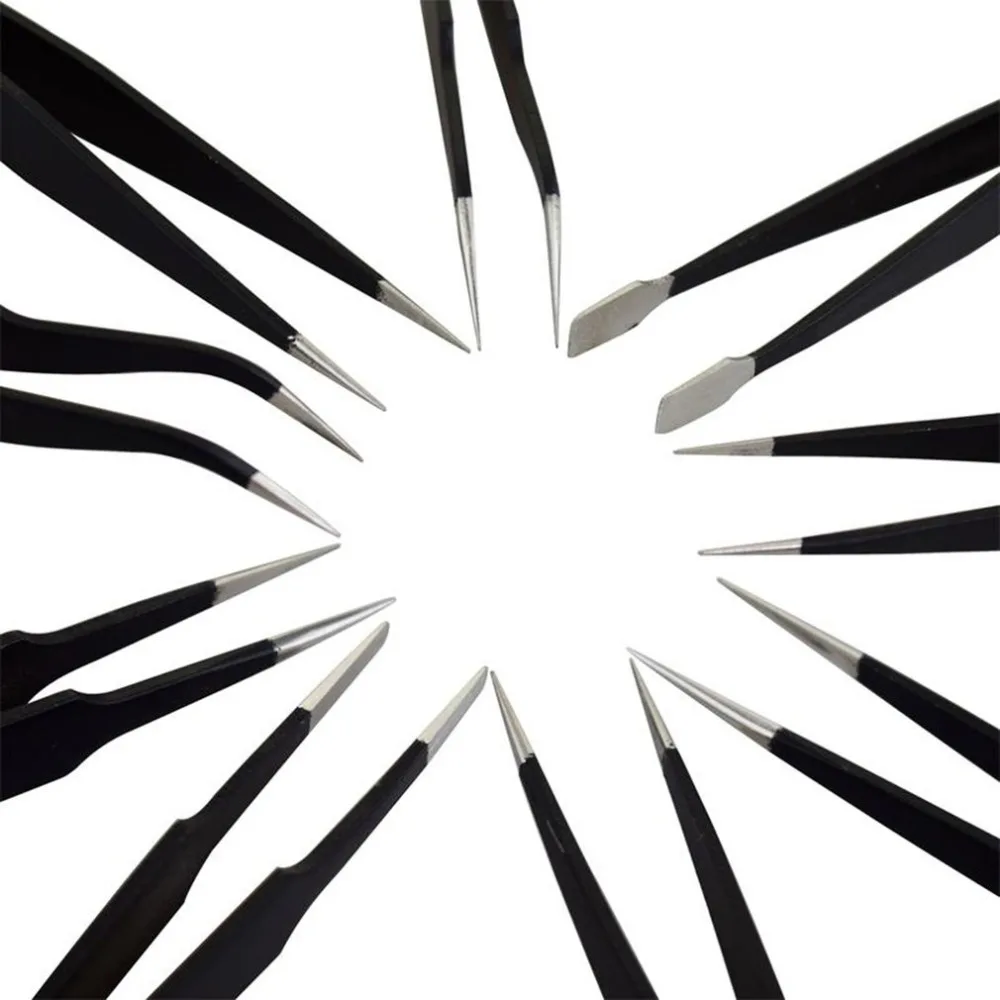 

9PCS ESD Stainless Steel Tweezers Kit Precision Anti-static Maintenance Tools Precision for Electronics Jewelry Phone Repairing