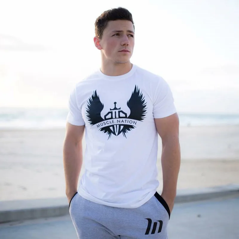 2018 новые мужские мускулы летние модные хлопковые рубашки с коротким рукавом
