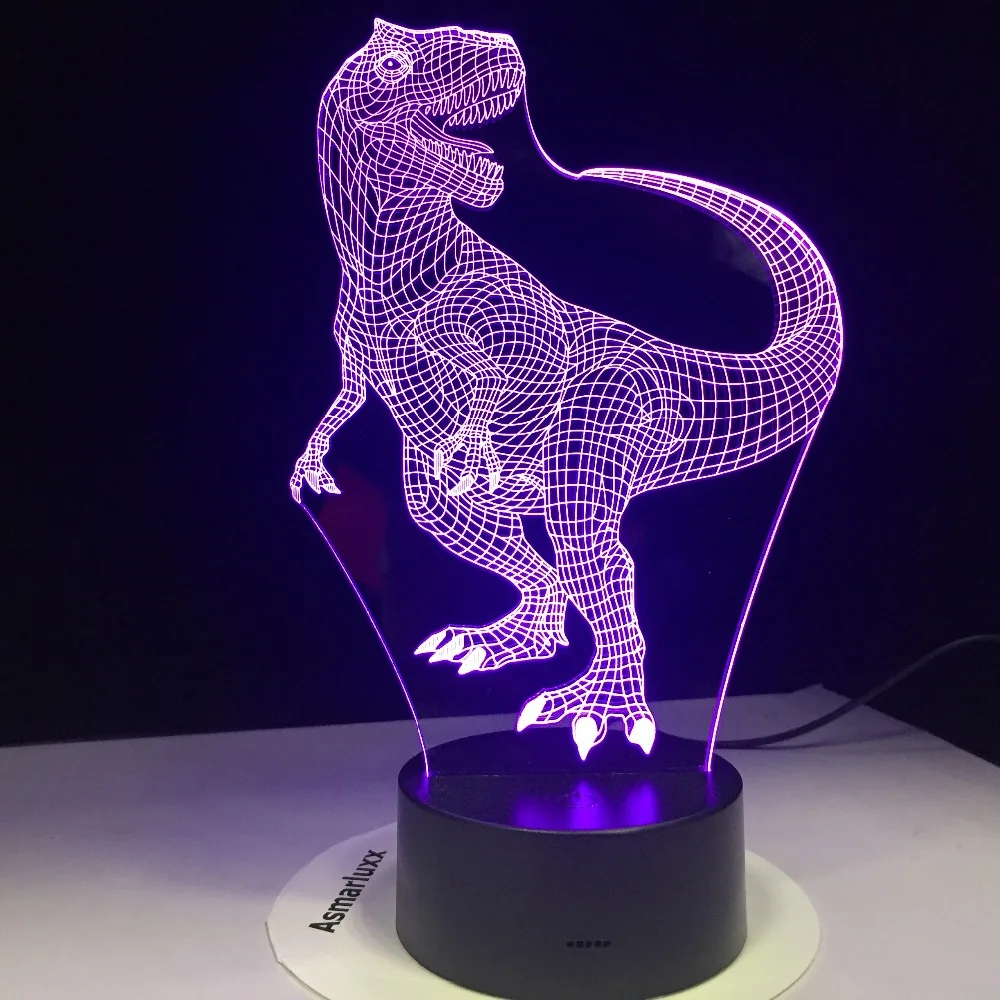 Тираннозавр Рекс с динозаврами 3D светодиодный светильник Ночной s 7 цветов для
