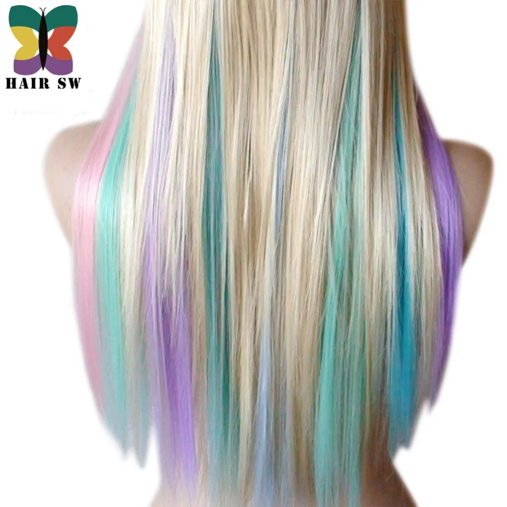 Волосы SW длинные прямые синтетические волосы Фея Принцесса парик красочные