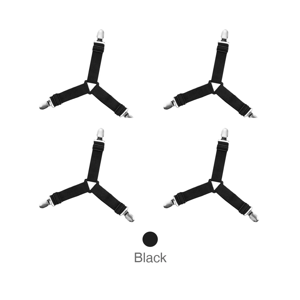 Black 4 шт. эластичные захваты для простыни, зажим для полотенец, чехол для матраса, держатель для одеяла, крепеж, Нескользящие зажимы для ремня, домашняя Прямая поставка - Цвет: Black