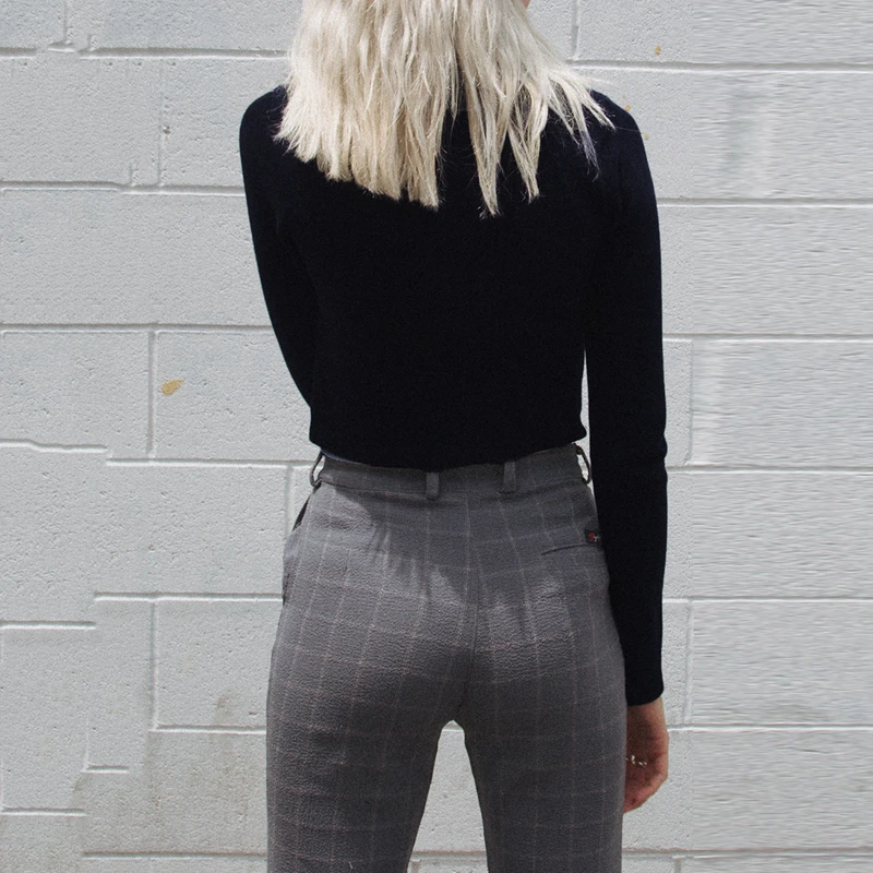 Темно Синяя водолазка с длинным рукавом на молнии укороченные футболки для