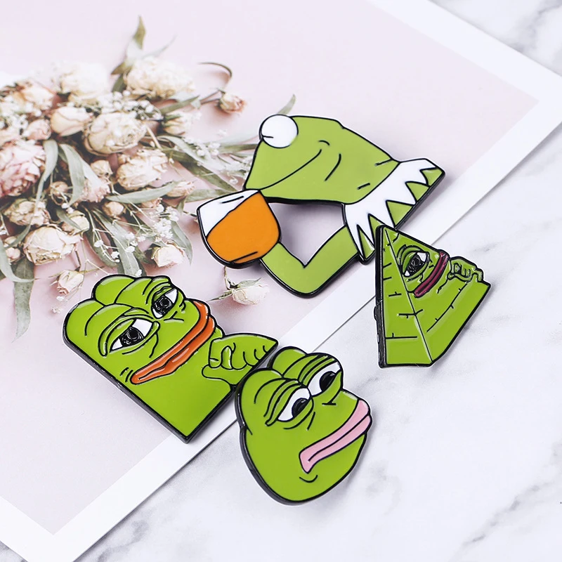 Новая мода Sad Pepe брошь с дизайном лягушка дикая из сплава животных зеленый значок