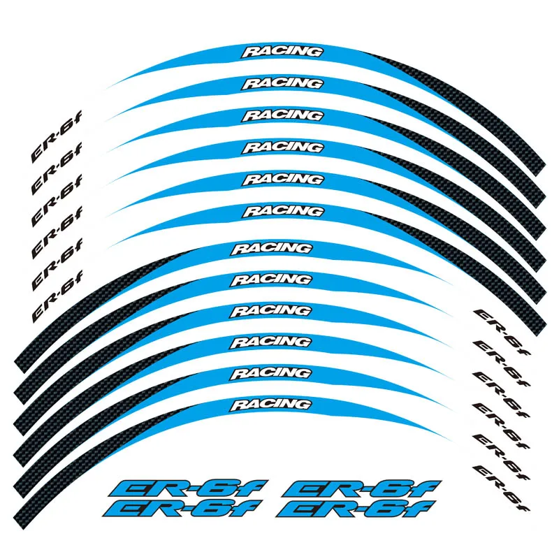 

New Motorcycle 3 colors 17 inch Tire For Kawasaki ER-6F 1set front&Rear Edge Outer Rim Sticker Wheel Decals Reflective Sticker