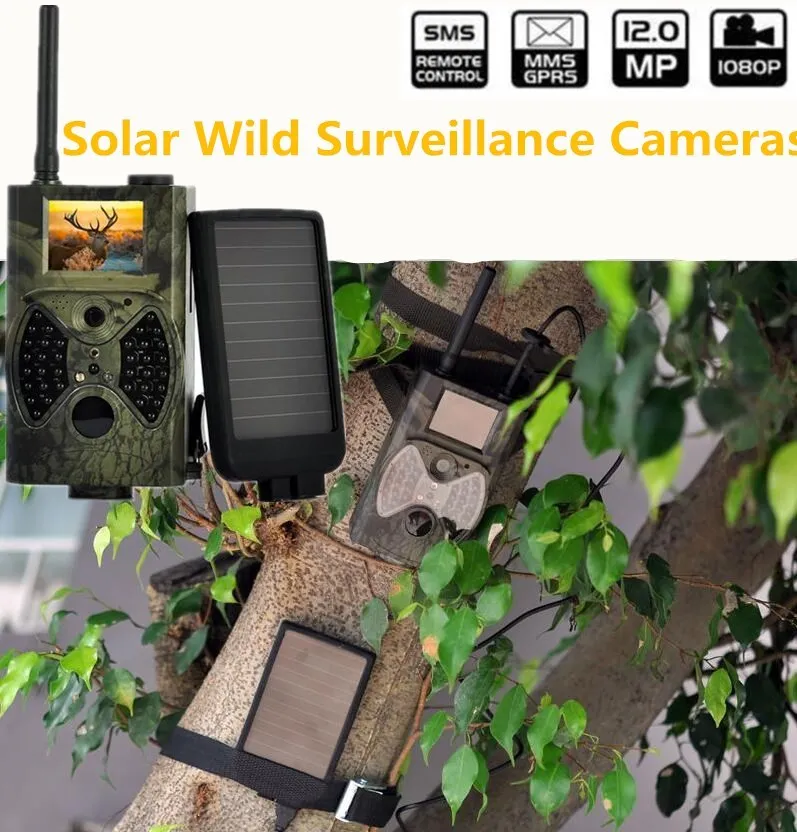 HC300M фотоловушка MMS Охотничья камера солнечная панель GPRS 40 шт. нм черная
