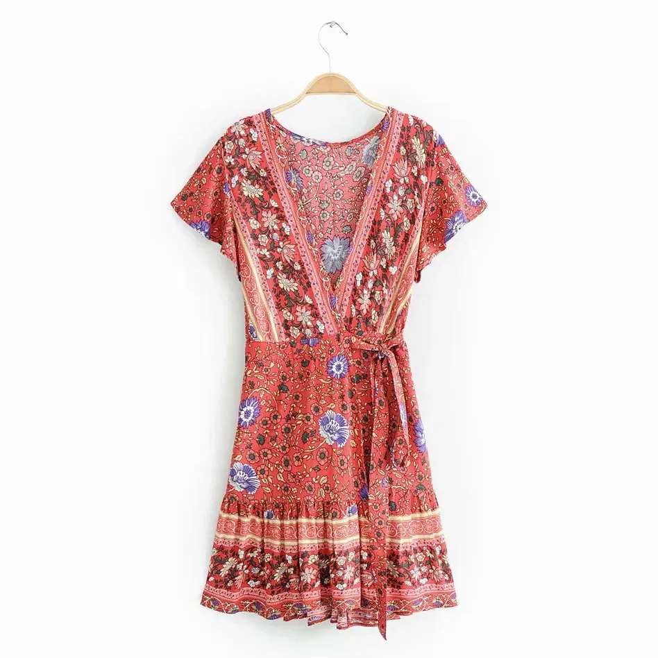 Мода 2019 новое летнее сексуальное женское мини платье с цветочным принтом и