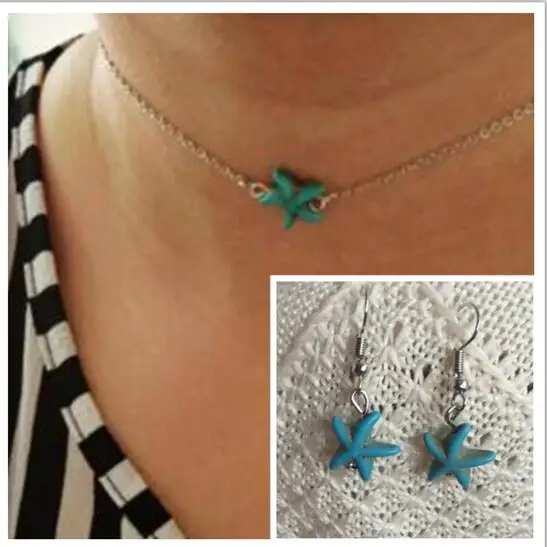 Комплект из серег и ожерелья в стиле ретро панк готика морская звезда|fashion jewelry