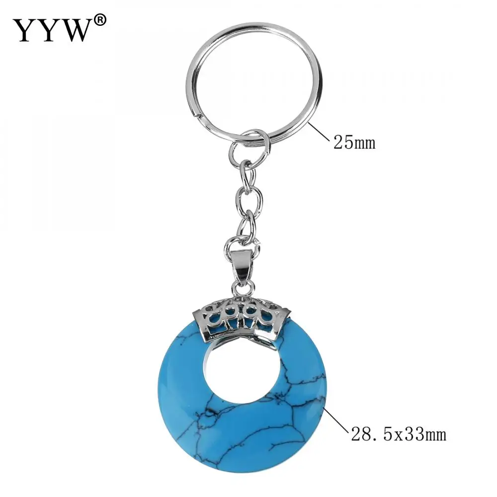 2019 простая цепочка для ключей с натуральным камнем брелок голубой бирюзовый