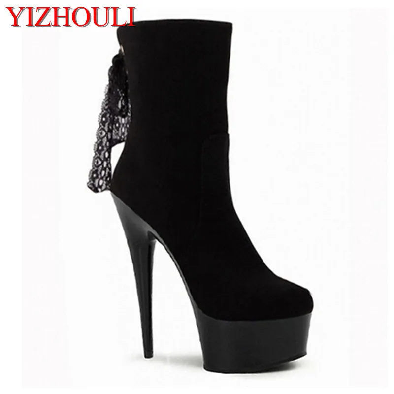 autumn single women's ankle boots platform fashion 15cm lace boots female short boots 6 inch high heels