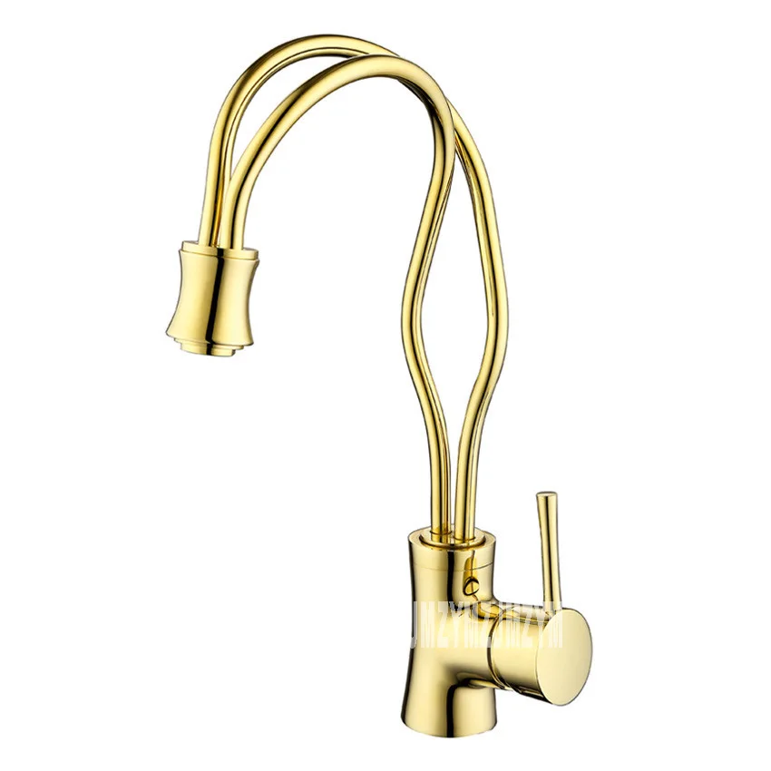 Z074 Art Creative Kitchen Sink Faucet Vegetable Washing Basin Golden Copper Cold And Hot Water Tap 360 Degree Rotating | Обустройство