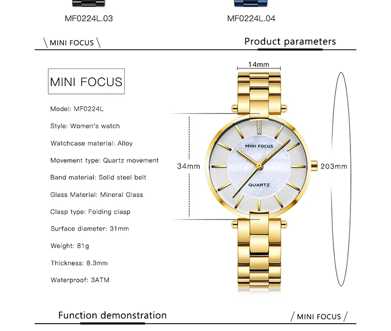Minifocus Роскошные элегантные женские часы водонепроницаемые ультратонкие женские наручные часы женское из нержавеющей стали часы Montre Femme