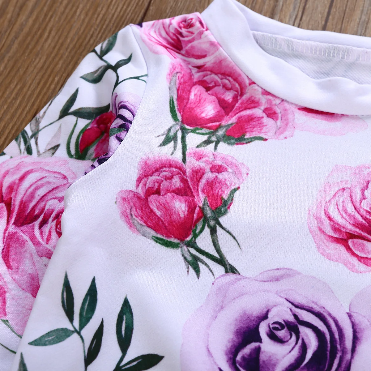 Одежда для новорожденных девочек зимняя одежда топы с цветочным принтом + штаны