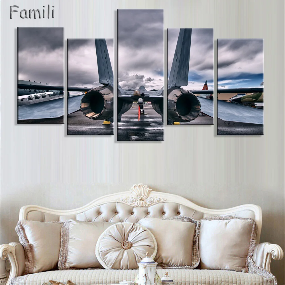 

5Pcs/set Aerial Fighter Air Landscape Poster Pictures For Modern Home Decor Wall Art Print Canvas Painting Living Room Artwork