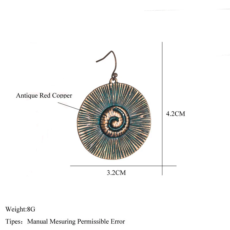 Women Vintage Retro Antique Red Copper Alloy Earrings Hoop handmade Dangle Drop Earring for Women|earrings for|dropping earrings womenalloy drop |