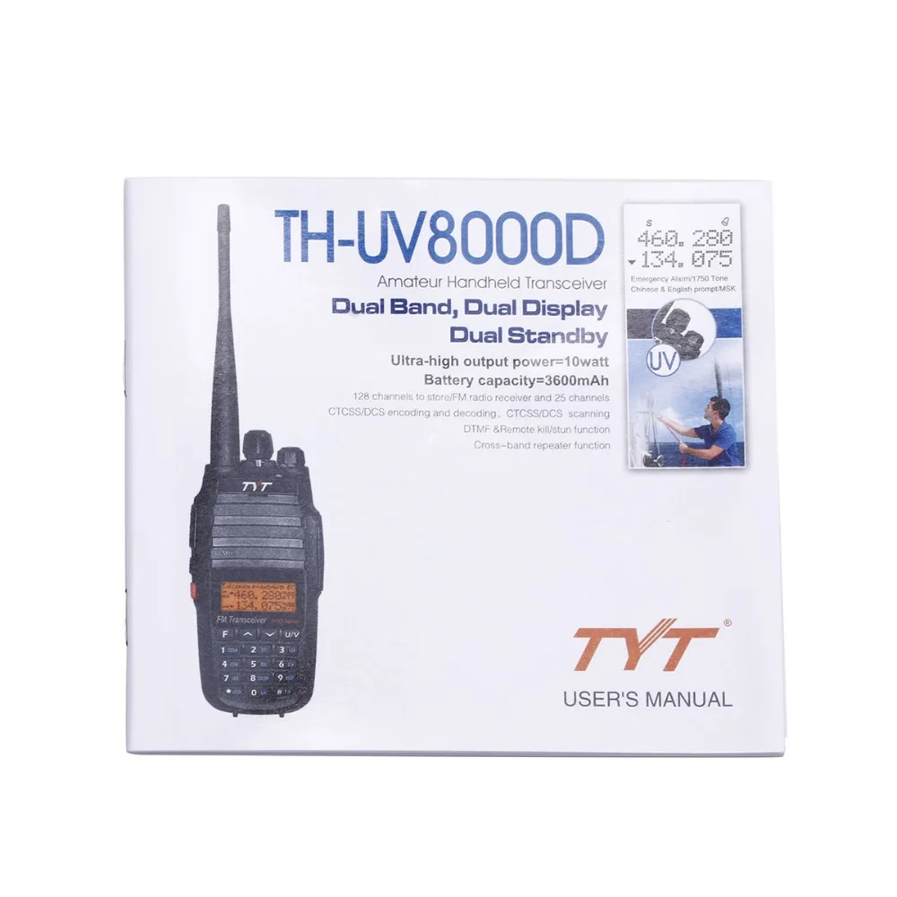 TYT TH-UV8000D 10 Вт портативная рация с перекрестными полосами reapter 3600 мАч батарея uhf vhf Двухдиапазонная 10 км дальность THUV800D двухстороннее радио