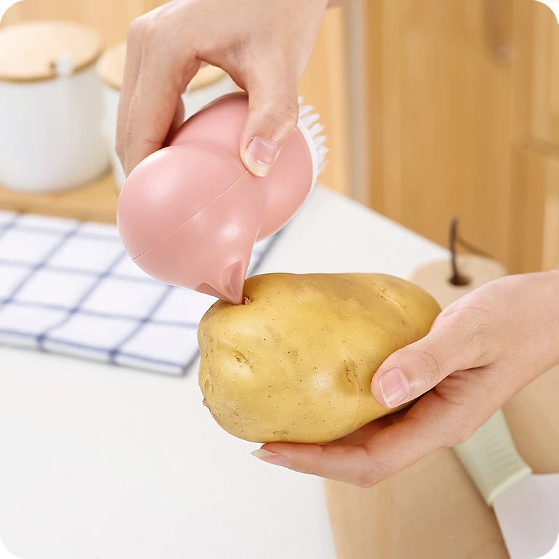 Кухня домашняя щетка для чистки овощей симпатичная форма случайный цвет силиконовые фрукты легкая Чистящая Щетка картофель для моркови, имбиря для чистки