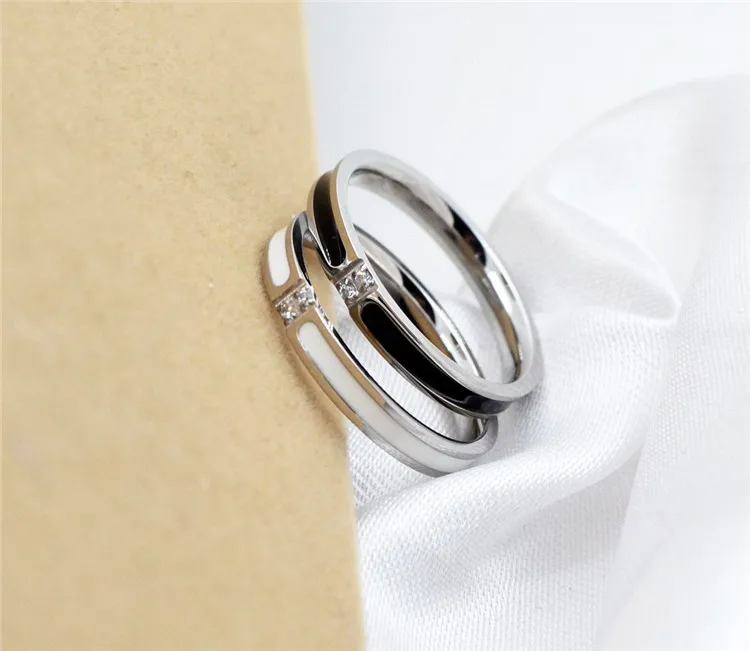 YUNRUO новые кольца из титановой стали и розового золота один/два кристалла парные